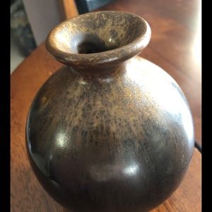 Vintage bud vase glazed brown/gold 5 in tall